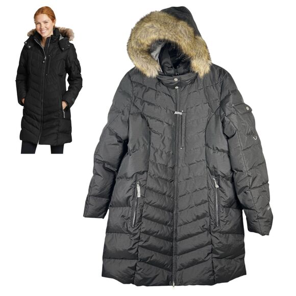 Eddie Bauer Sun Valley Down Parka Jacket Coat Black Snow Women's XXL Tall - Picture 1 of 8